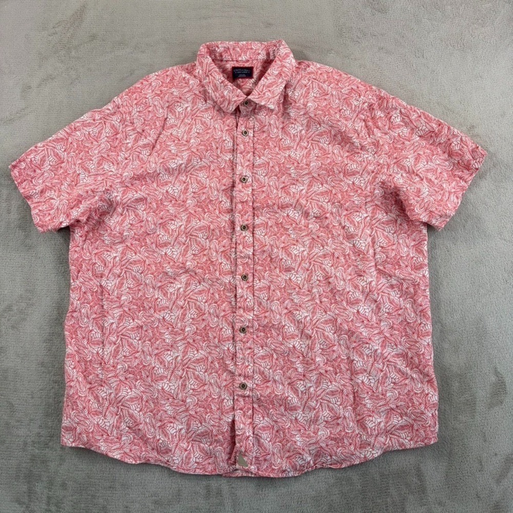 UNTUCKit Hawaiian Terlan Shirt in Red White Floral Men 3XL 100% Linen NWOT